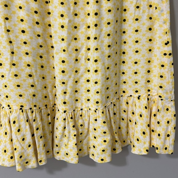 GANNI Daisy Maize Crepe Skirt Yellow Floral Ruffle Trim Size 36 US Sz 4 - Picture 9 of 15